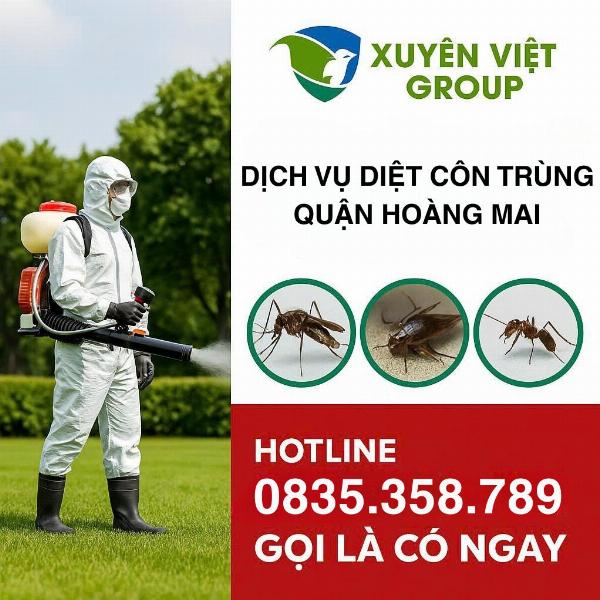 Dịch vụ diệt côn trùng quận Hoàng Mai giá rẻ từ 800đ/m² 